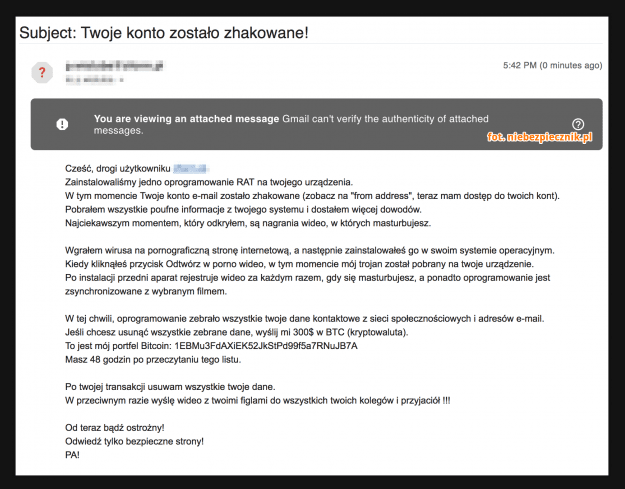Scam z prawidłowym hasłem